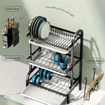 Escurridor de Platos Triple Nivel de Acero al Carbono