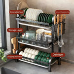 Escurridor de Platos Triple Nivel de Acero al Carbono