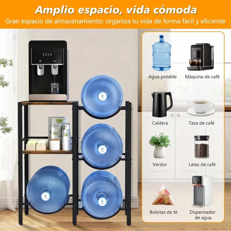 Soporte para Garrafón de Agua con Estante Organizador de 5 Galones
