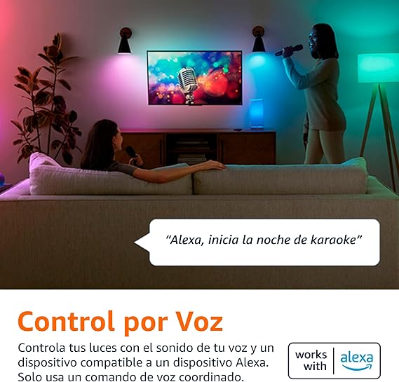 Bombilla LED Inteligente Amazon Basics A19 – Cambio de Color (Wi-Fi, 800 lúmenes, compatible con Alexa)