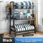 Escurridor de Platos Triple Nivel de Acero al Carbono